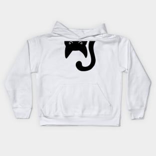 Upside Down Spying Black Cat Kids Hoodie